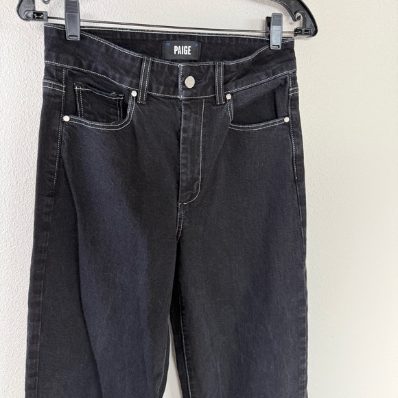 PAIGE Sasha Wide Leg Cuff Jeans Twilight Black Casual Boho Preppy Women’s 28 - Picture 5 of 13